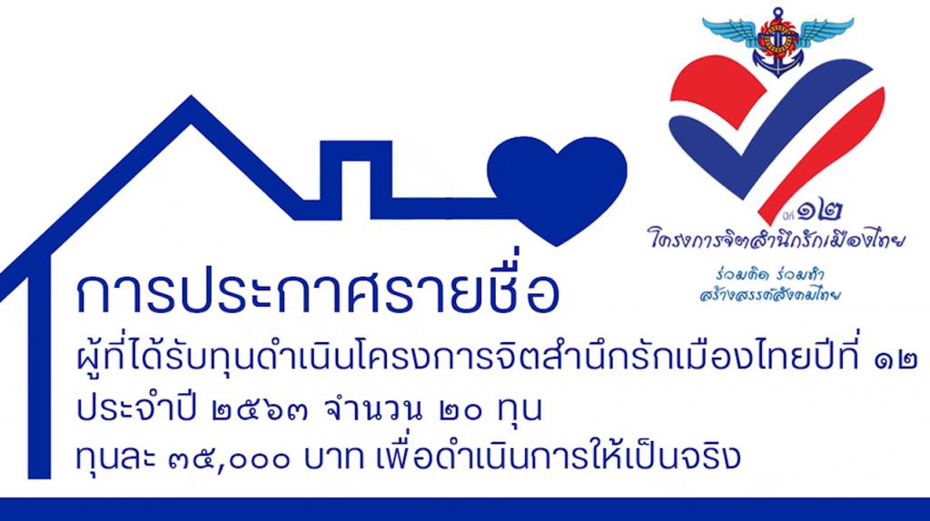 ประกาศผลพิจารณาโครงการจิตสำนึกรักเมืองไทยปีที่ ๑๒